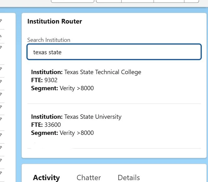 Institution Router FTE Lookup Component